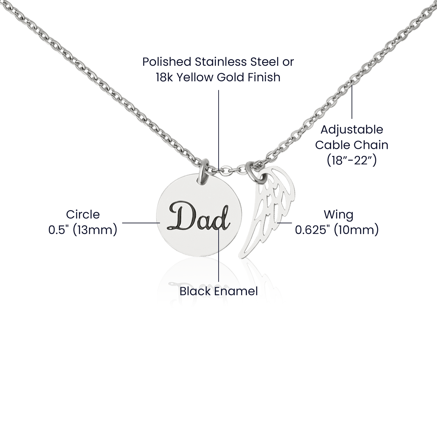 Dad Half My Heart Lives in Heaven Memorial Necklace