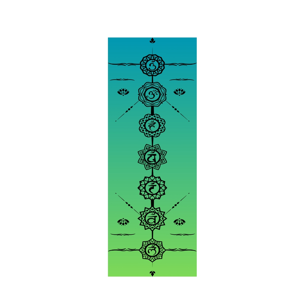 Yoga Mat Chakras Teal & Light Green Gradient