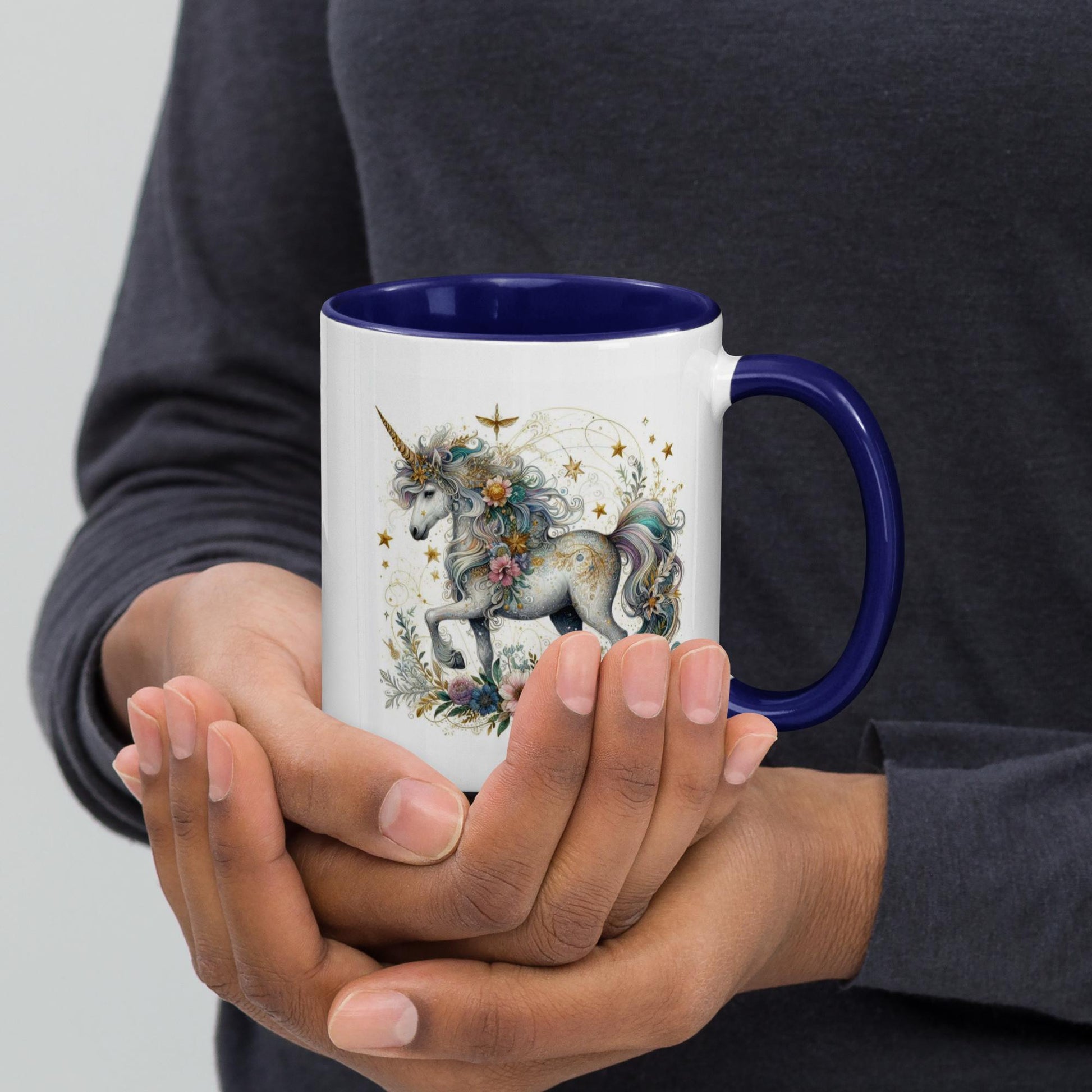 Life Is Better With Unicorns Dark Blue Inside Mug