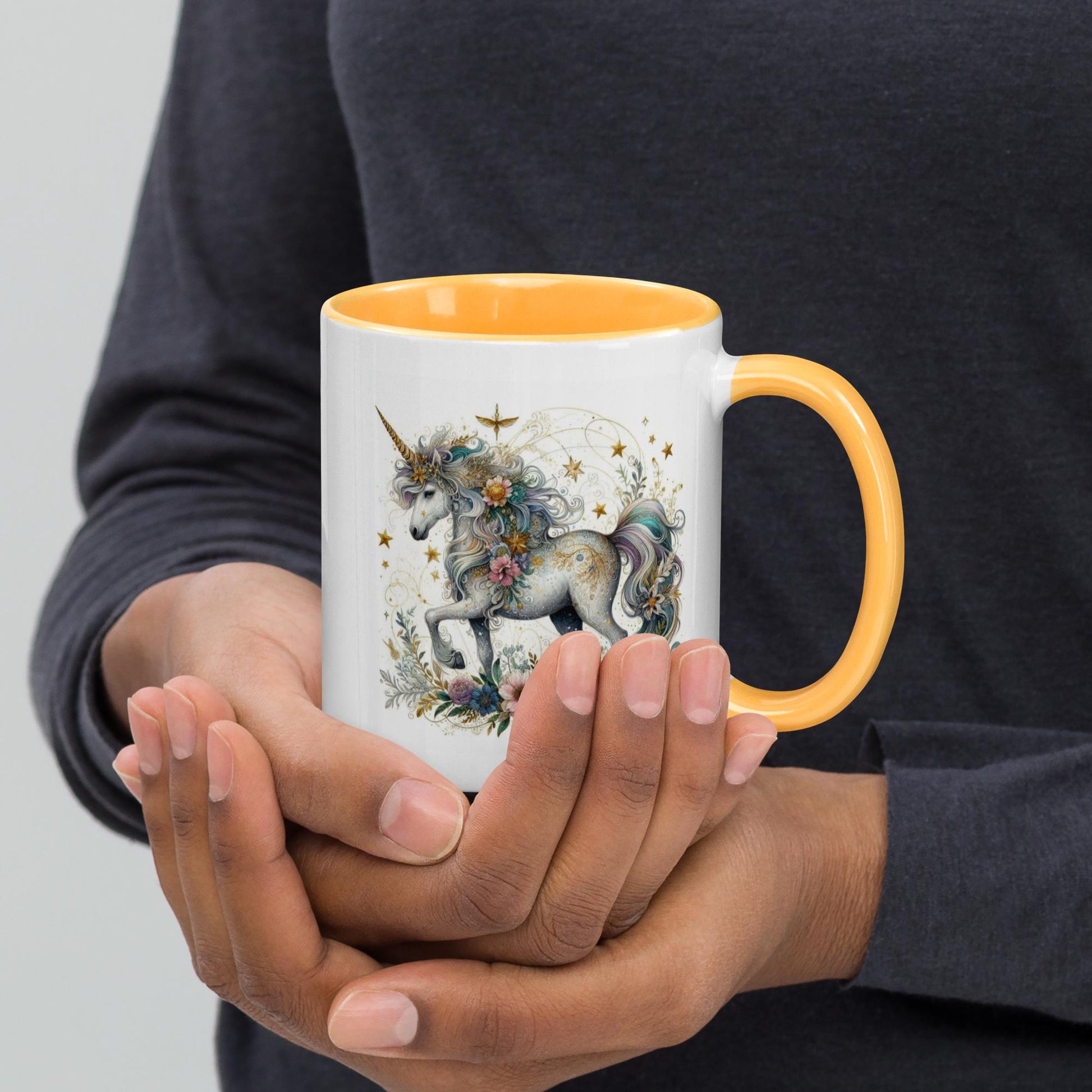 Life Is Better With Unicorns Golden Yellow Inside Mug