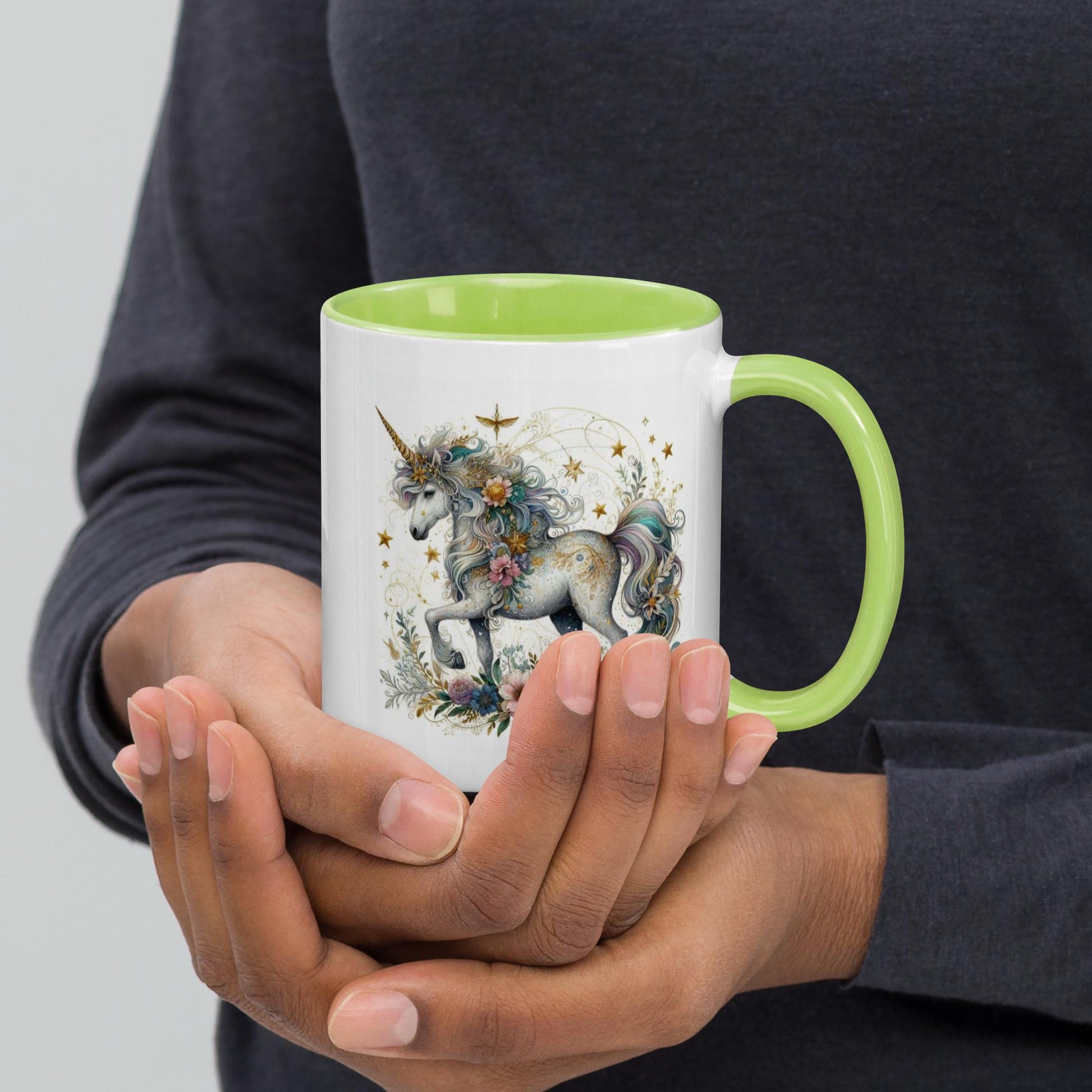 Life Is Better With Unicorns Green Inside Mug