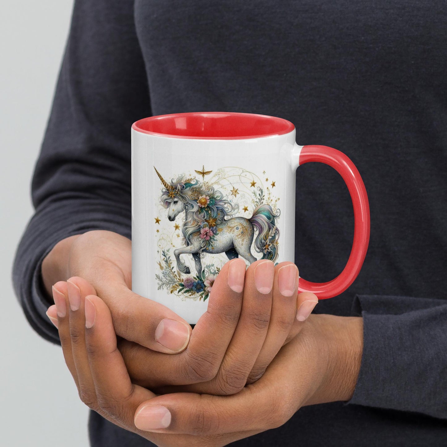 Life Is Better With Unicorns Red Inside Mug