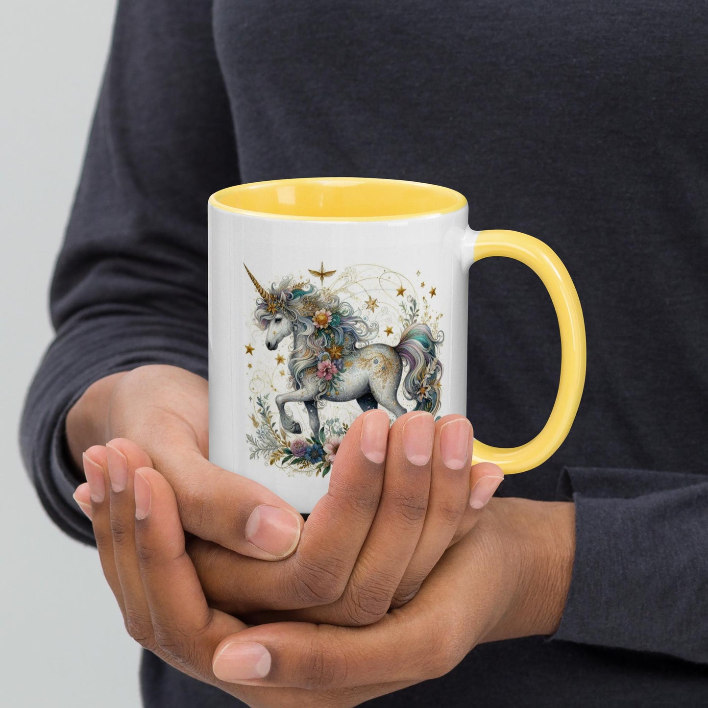 Life Is Better With Unicorns Yellow Inside Mug